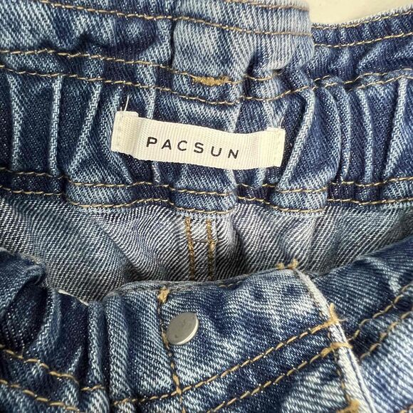 PacSun Seabreak Paperbag Waist High Rise Mom Jeans Tapered Leg Zip Fly NWT LARGE - Picture 8 of 11